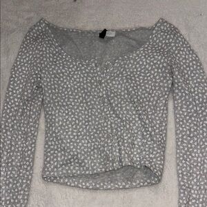 Gray Floral Women's Top